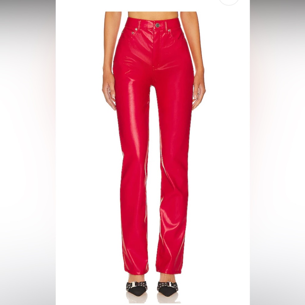 Faux leather red pants